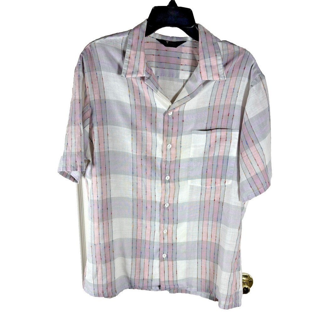 California Gold Men's‎ Linen Blend Multi-Color Short Sleeve Shirt